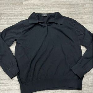 Men's Black Sweater Kallspin Collar Long Sleeve XL
